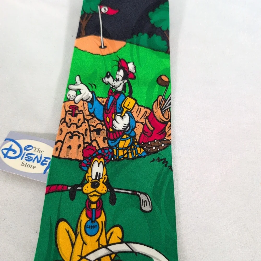 Vintage Walt Disney Mickey Mouse Pluto Golf Necktie Korea The Disney Store